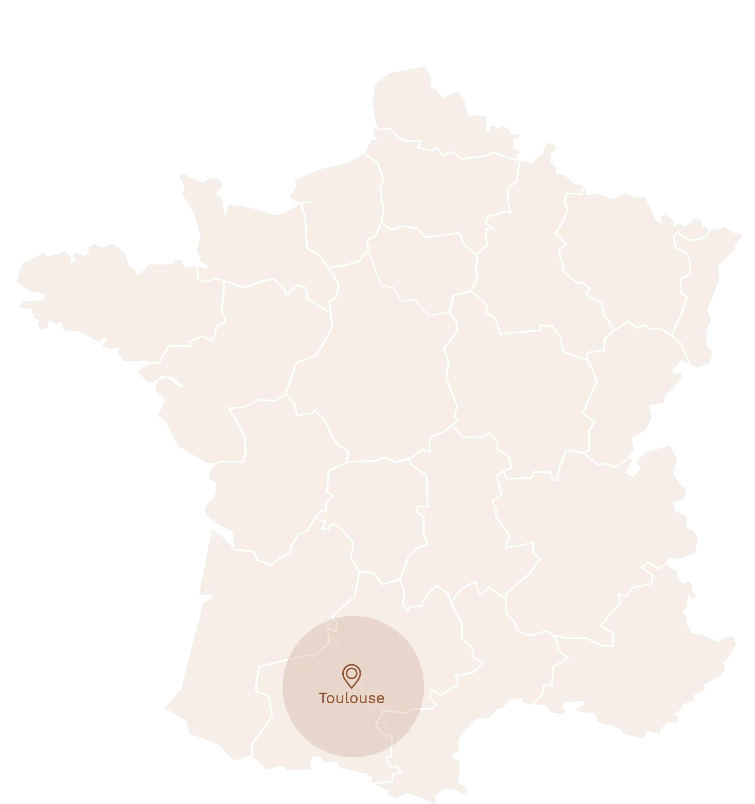 carte de France avec localisation de Toulouse