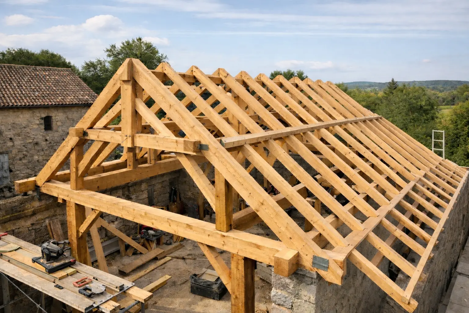 You are currently viewing Guide complet : comment faire une charpente en bois 2 pentes ?